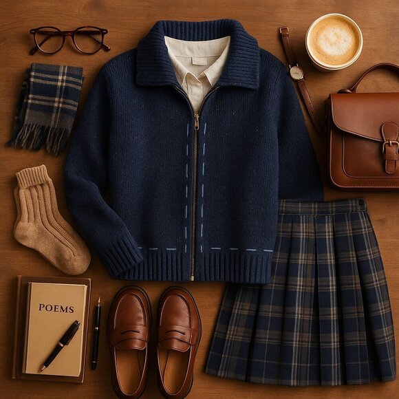 Vintage Y2K Cabin Creek Cardigan L Zip Front Academia Preppy Cabincore NWT - Picture 2 of 8